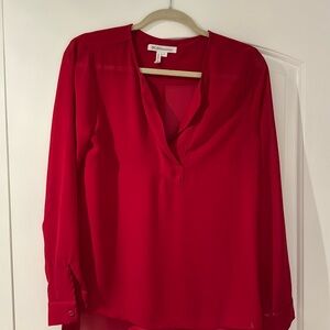 BCBG red mesh blouse